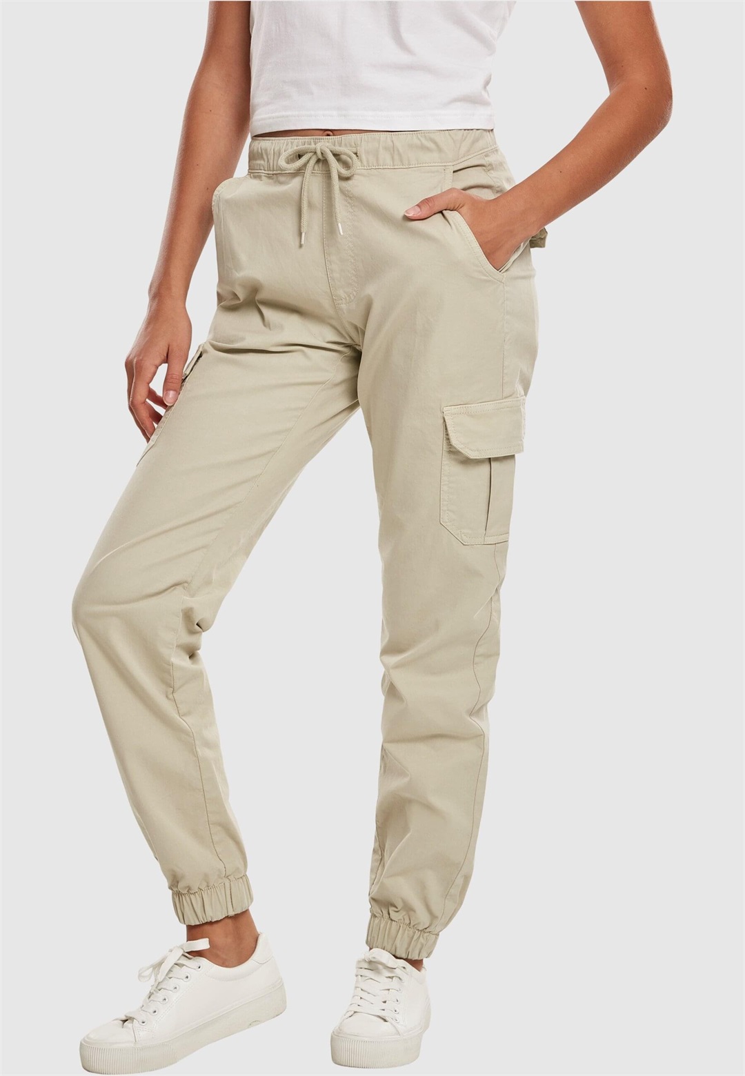 Urban Classics HIGH WAIST - Cargohose - concrete/beige