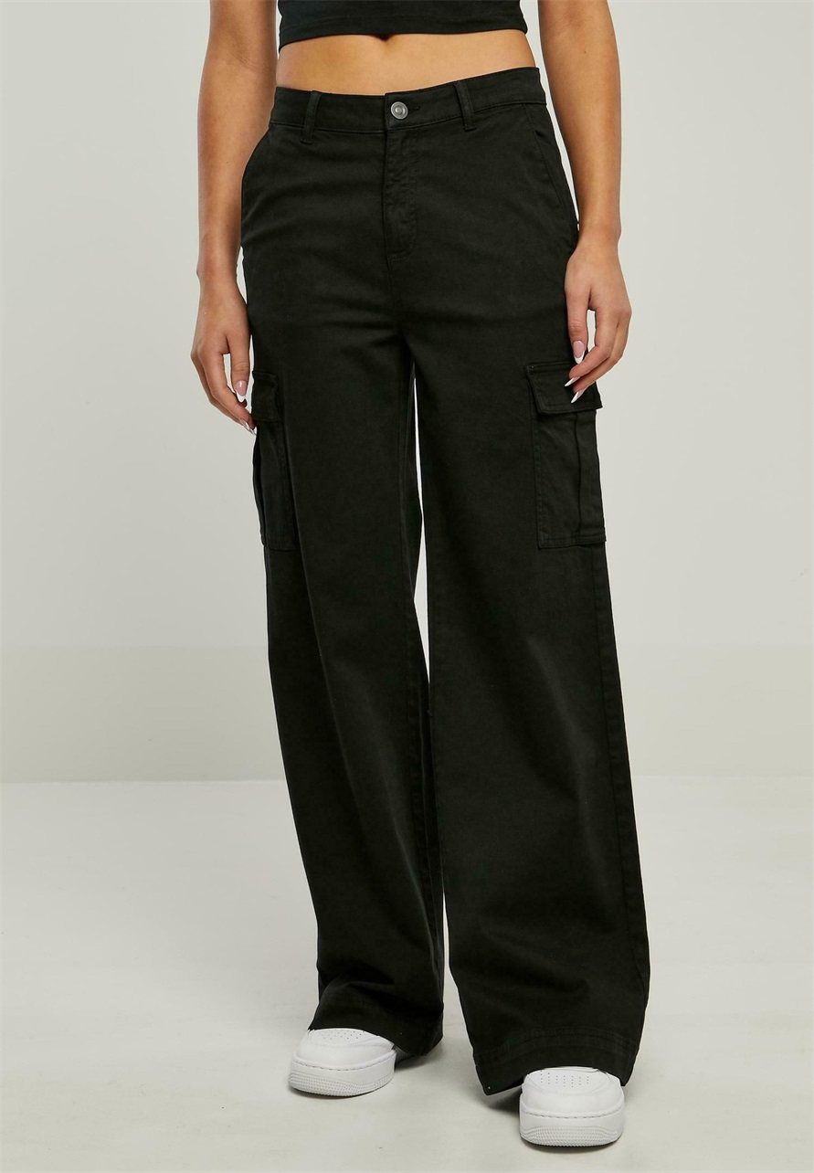 Urban Classics WIDE LEG TWILL - Cargohose - black/schwarz