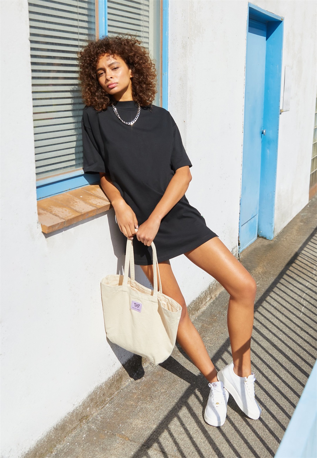 Urban Classics HEAVY OVERSIZED - Jerseykleid - black/schwarz