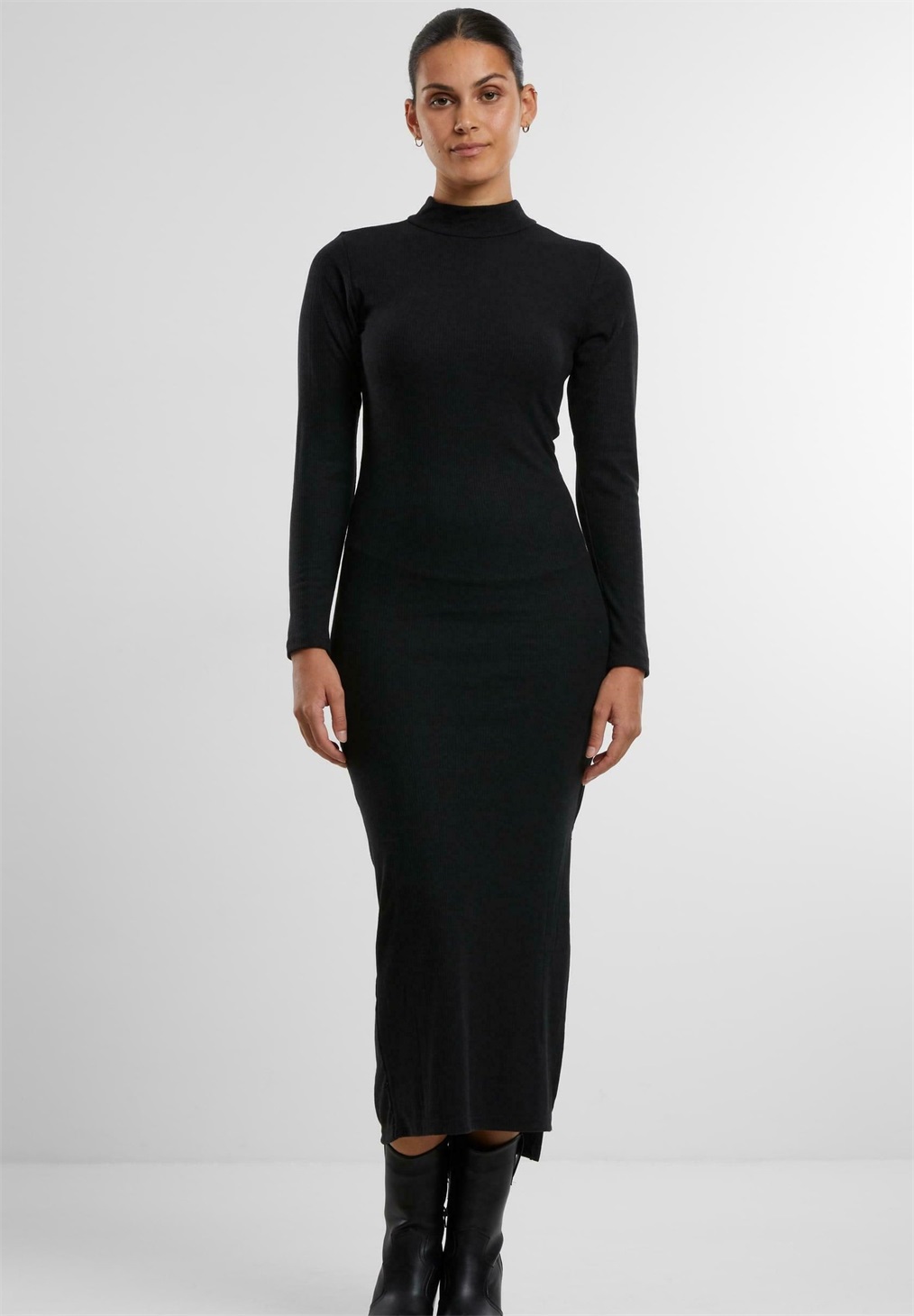 Urban Classics LONGLSEEVE MOCKNECK - Etuikleid - black/schwarz