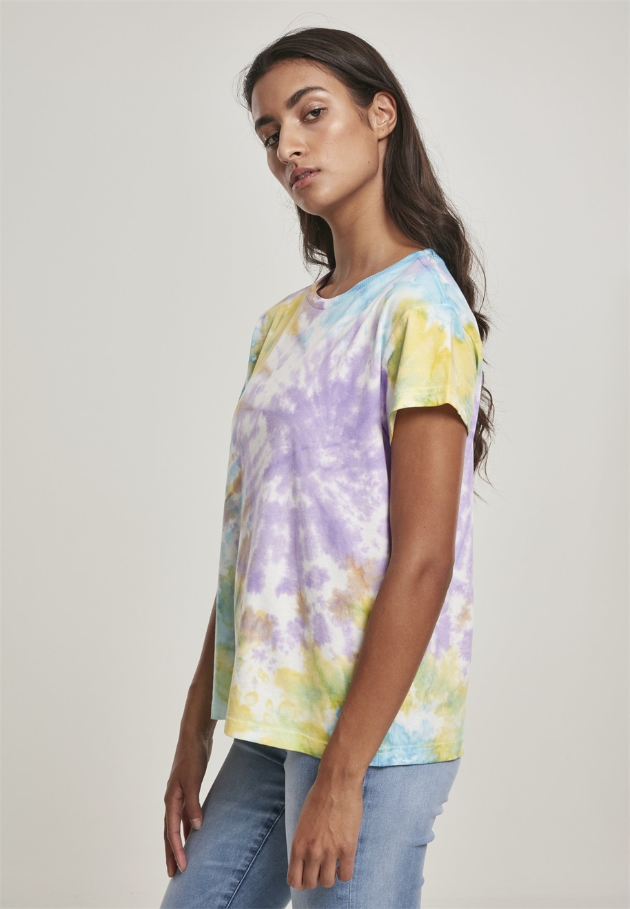 Urban Classics LADIES TIE DYE BOYFRIEND TEE - T-Shirt print - pastel/mehrfarbig