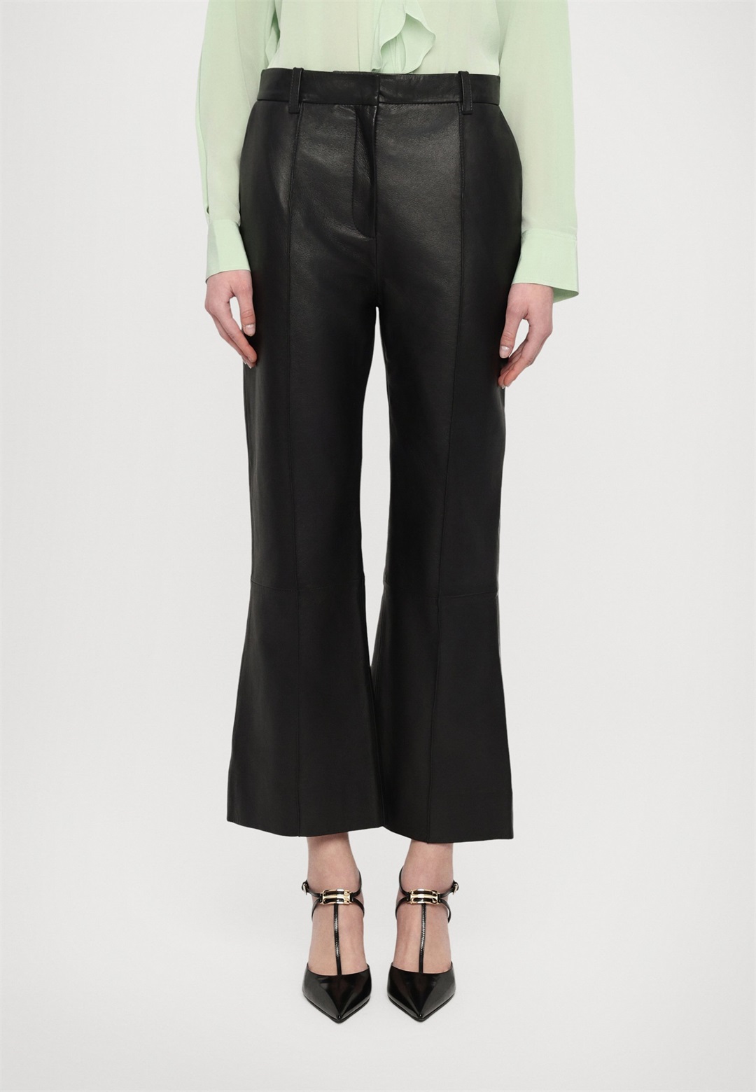 Victoria Beckham CROPPED KICK - Lederhose - black/schwarz