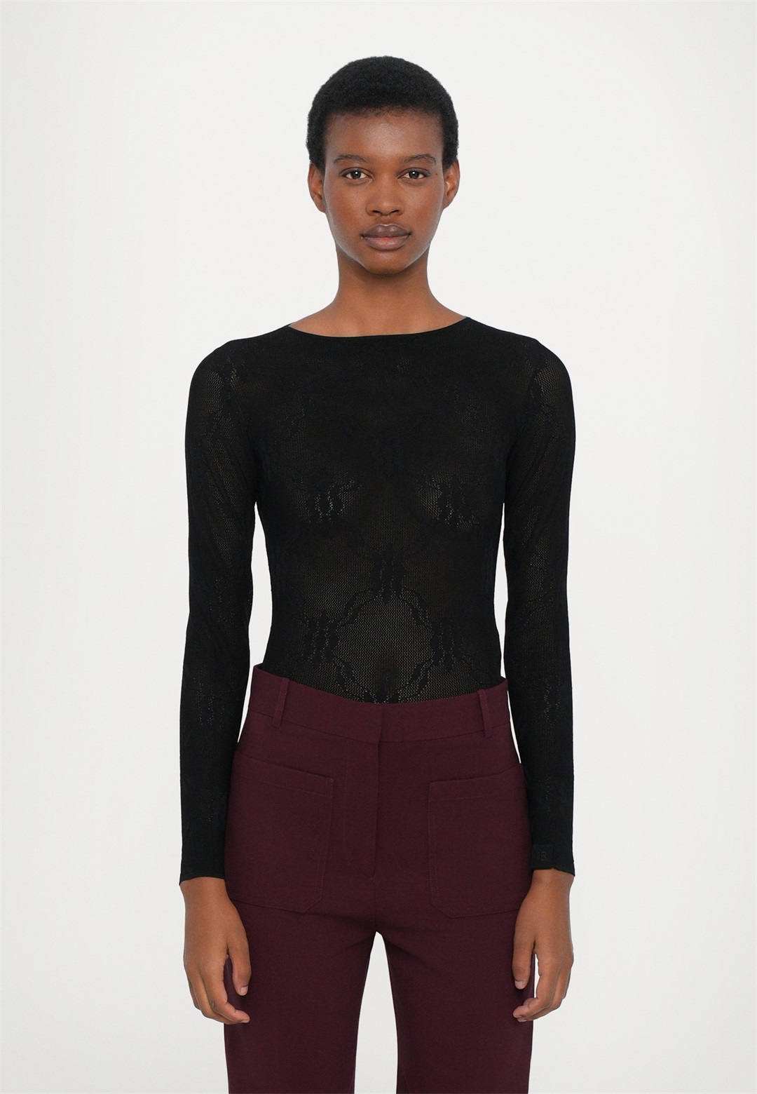 Victoria Beckham LONG SLEEVE BACKLESS - Langarmshirt - black/schwarz