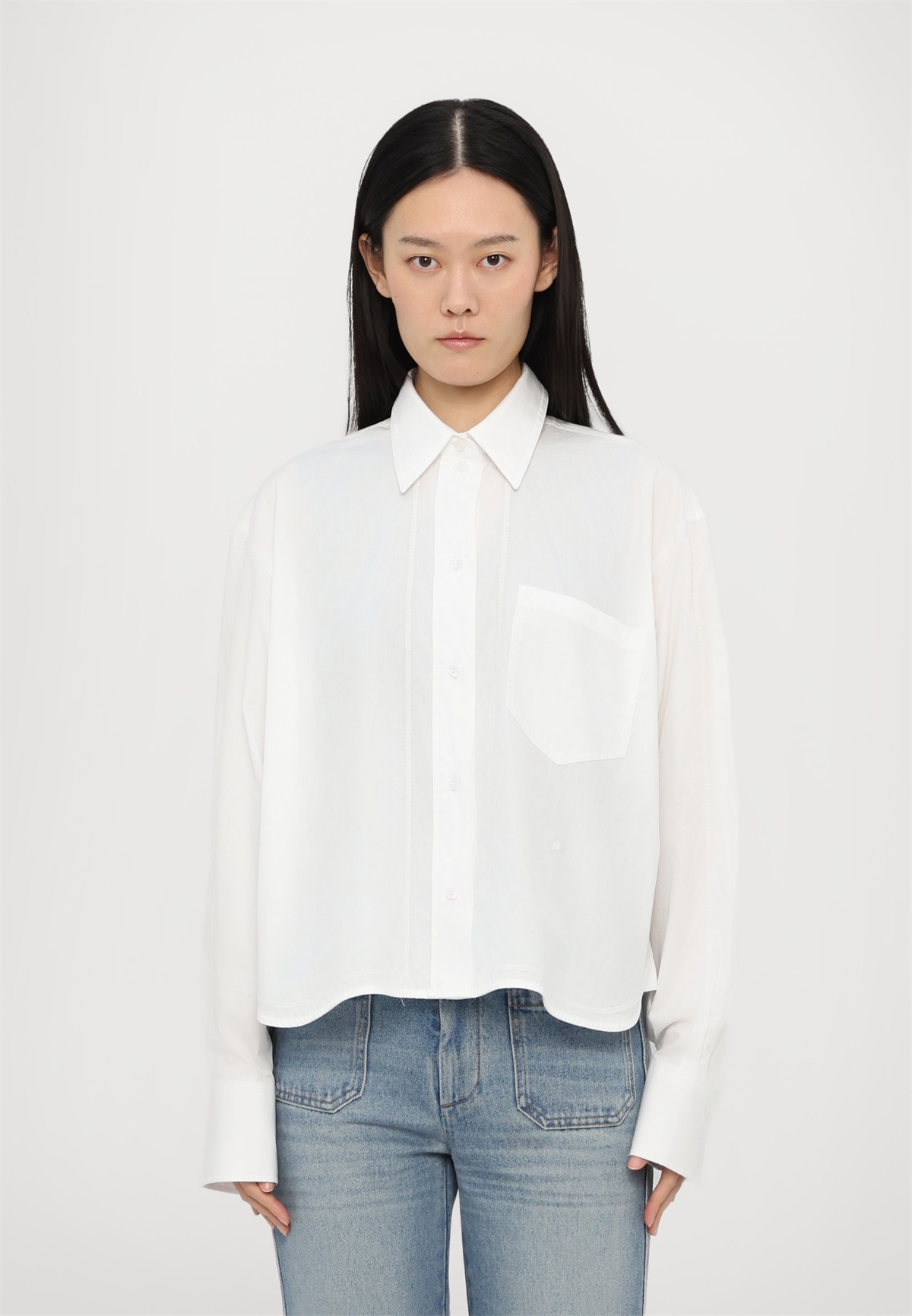 Victoria Beckham CROPPED LONG SLEEVE SHIRT - Hemdbluse - white/weiß