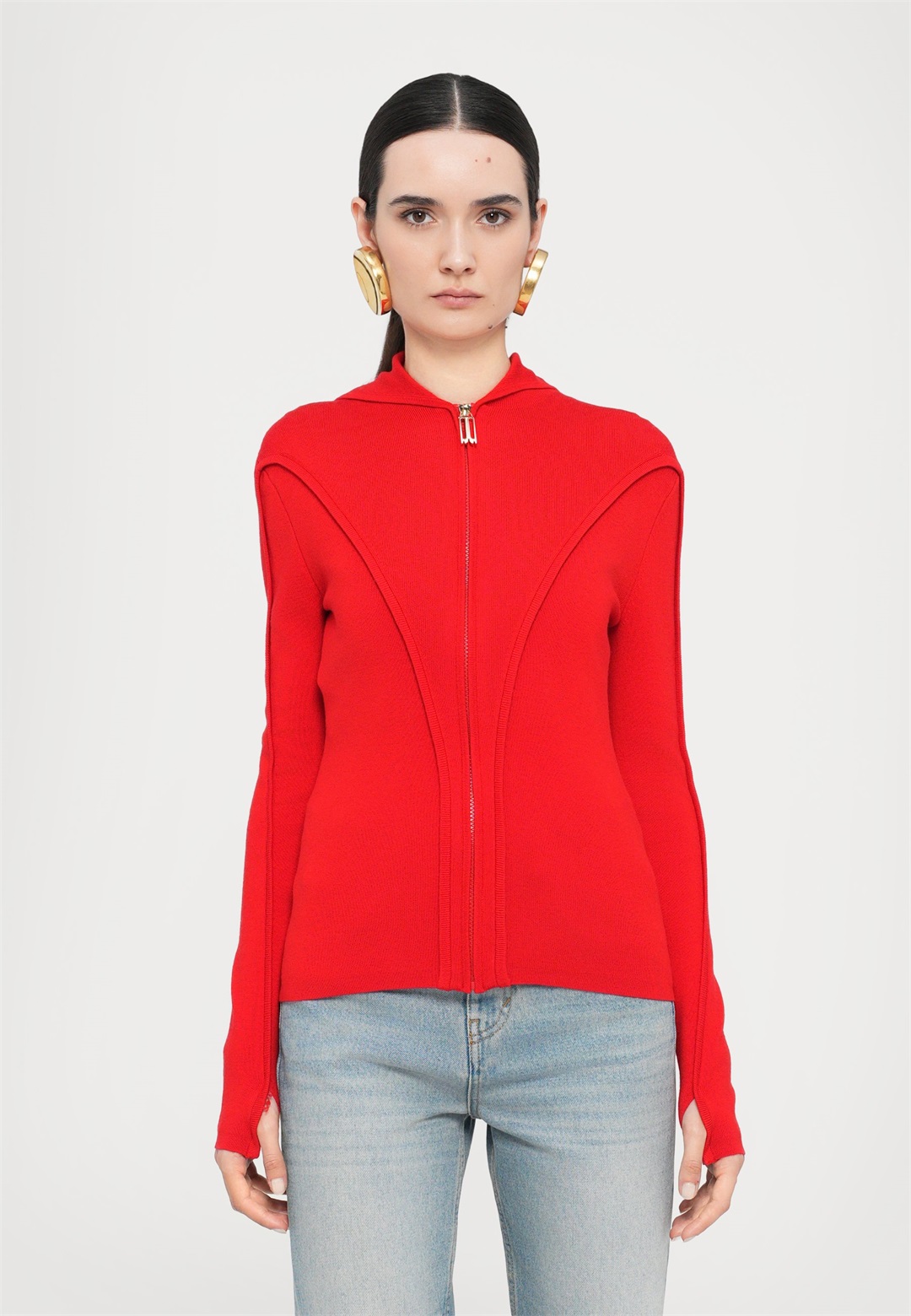 Victoria Beckham PIPING DETAIL HOODED - Sweatjacke - bright rose/rot
