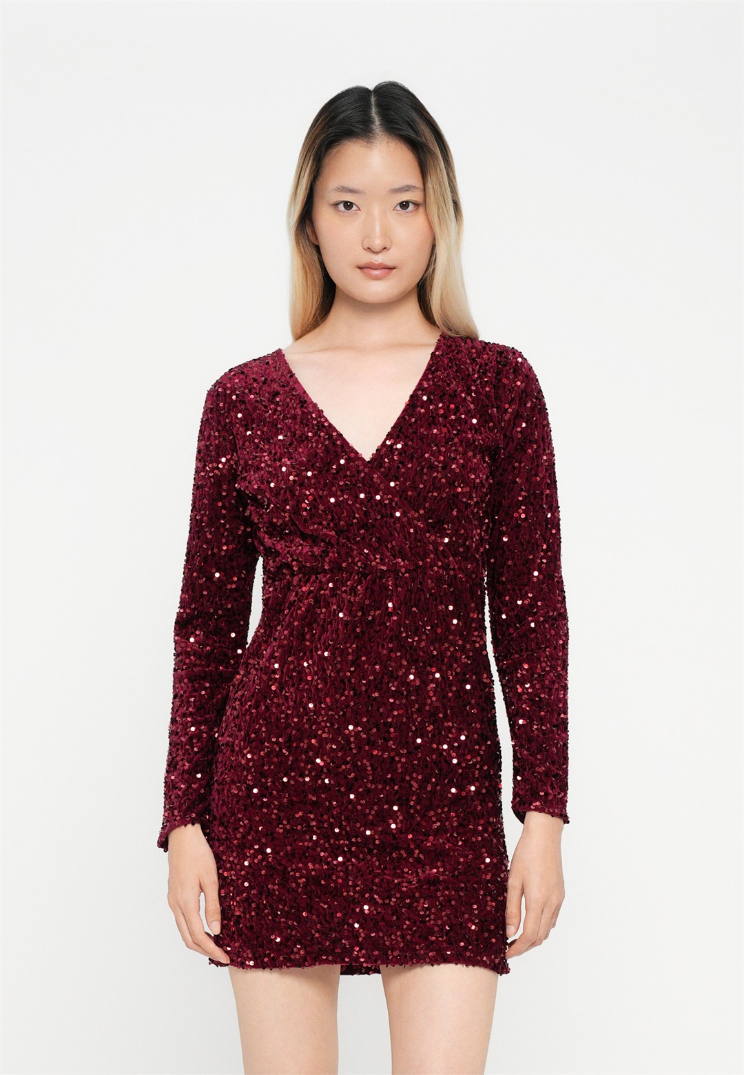 VILA VIBELIEVE DRESS - Cocktailkleid/festliches Kleid - winetasting/dunkelrot