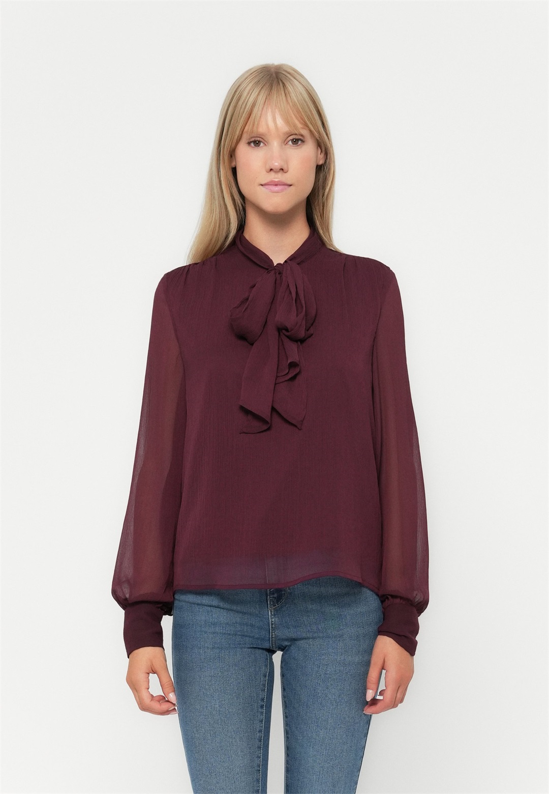 VILA VIFALIA TIE NECK - Bluse - winetasting/dunkelrot
