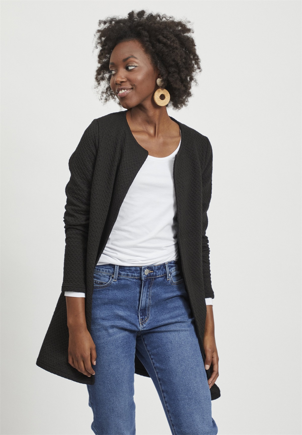 VILA VINAJA NEW LONG JACKET - Strickjacke - black/schwarz