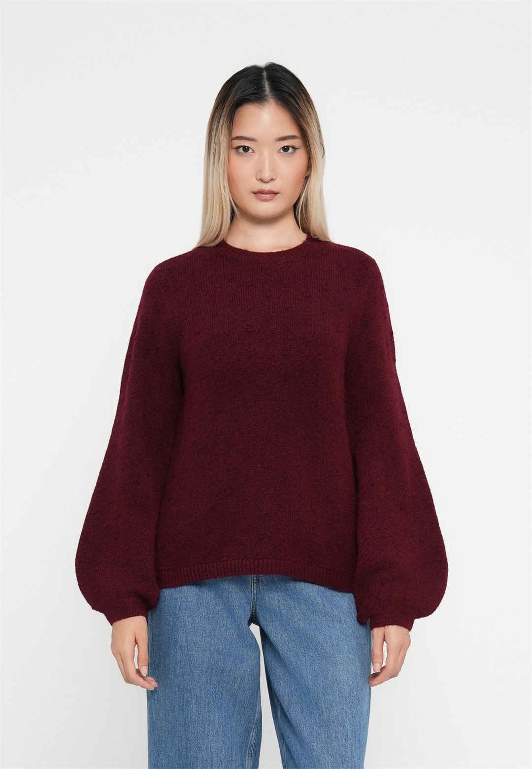 VILA VIKARAM O NECK PULLOVER - Strickpullover - burgundy/bordeaux