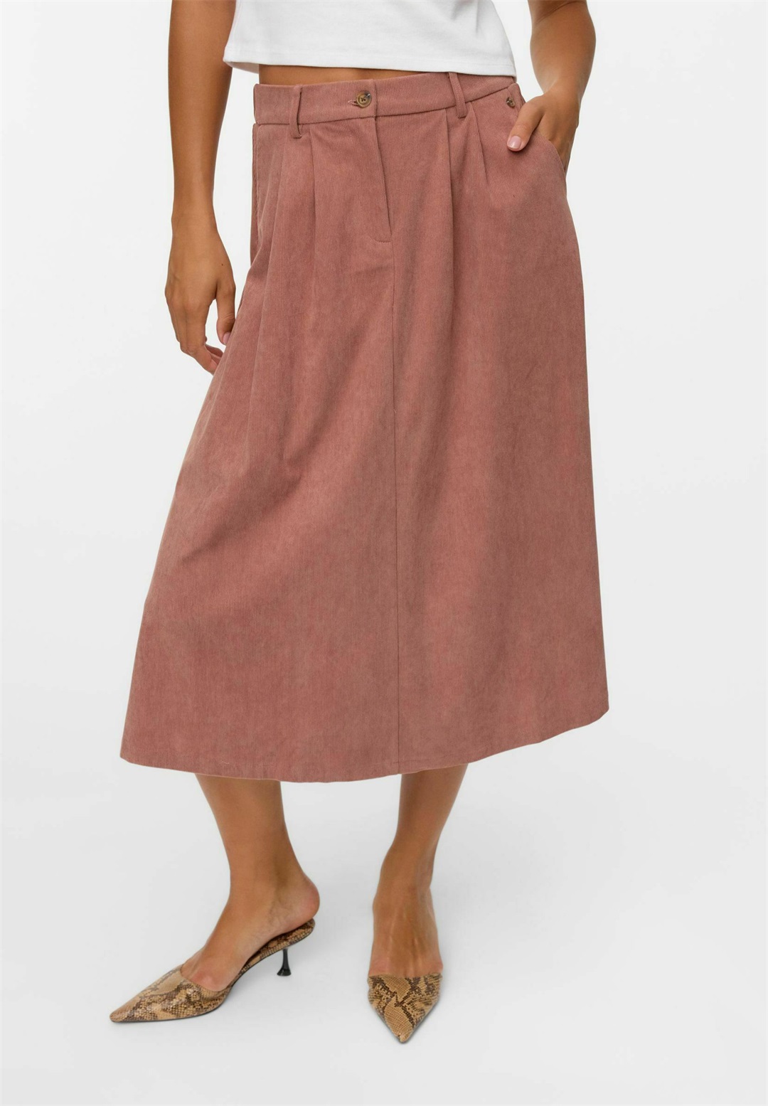 Vero Moda VMVILJA HOHE TAILLE - A-Linien-Rock - cognac