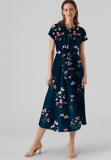 Vero Moda VMNEWHALLIE TIE DRESS - Blusenkleid - night sky/dunkelblau