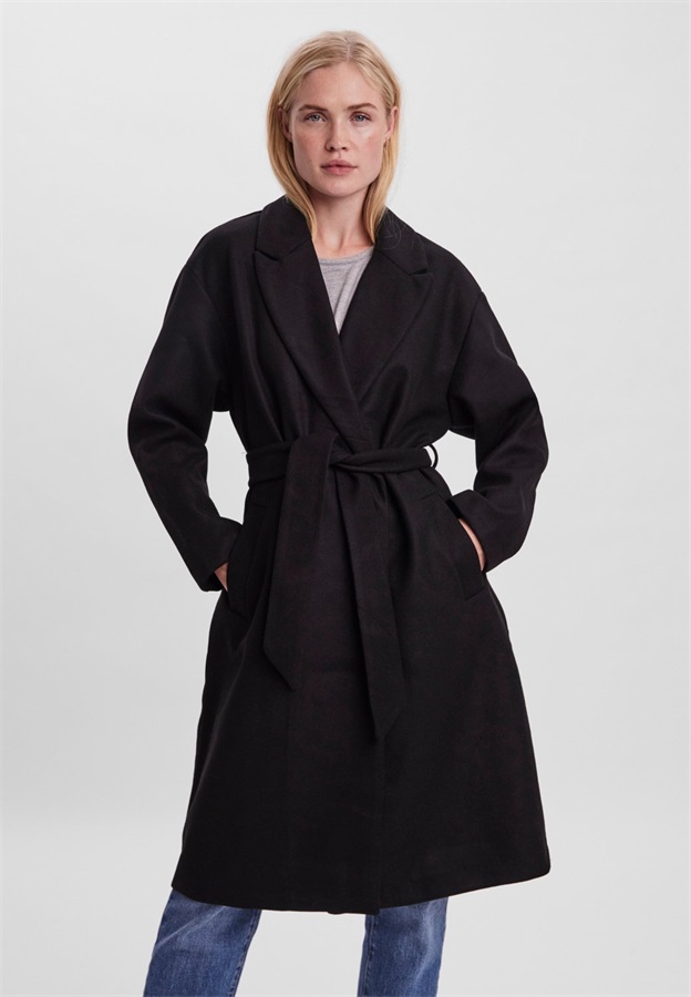 Vero Moda VMFORTUNE LONG JACKET - Klassischer Mantel - black/schwarz