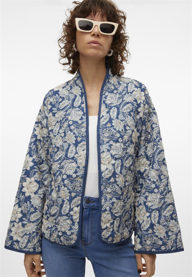 Vero Moda VMJANE REVERSIBLE ZEBRA PRINT - Übergangsjacke - dunkelblau/blue denim