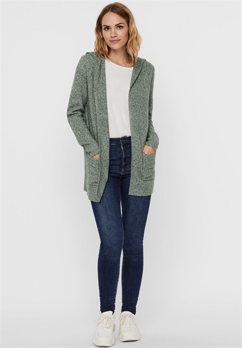 Vero Moda VMDOFFY OPEN HOOD CARDIGAN - Strickjacke - laurel wreath/grün