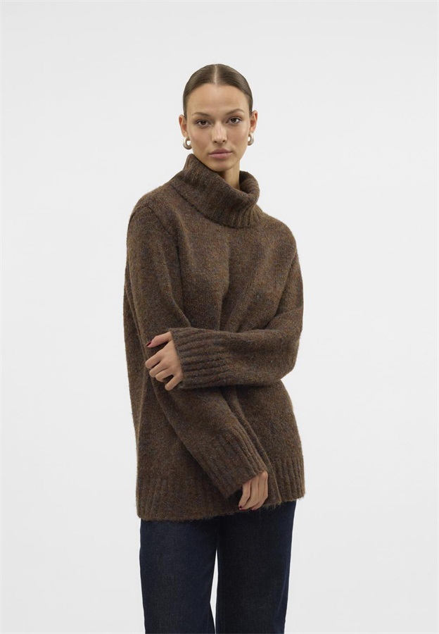 Vero Moda VMINGRID LS COWLNECK - Strickpullover - chocolate torte/dunkelbraun