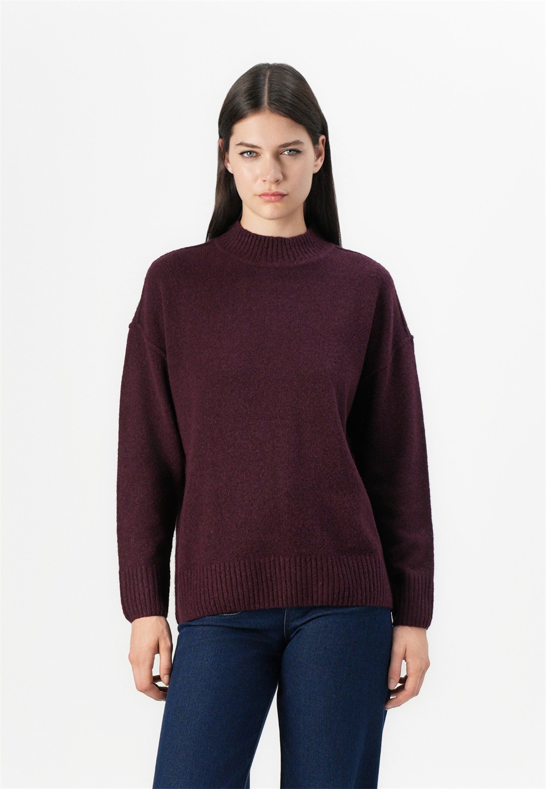 Vero Moda VMILSE HIGHNECK PULLOVER - Strickpullover - winetasting/bordeaux