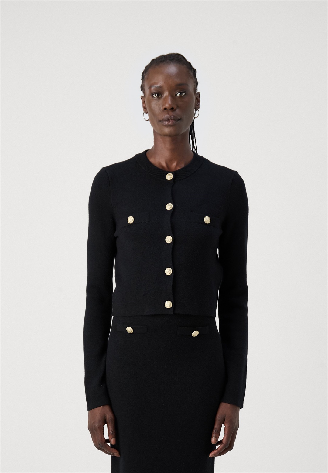 Vero Moda Tall VMSABA SHORT BUTTON - Strickjacke - black/schwarz