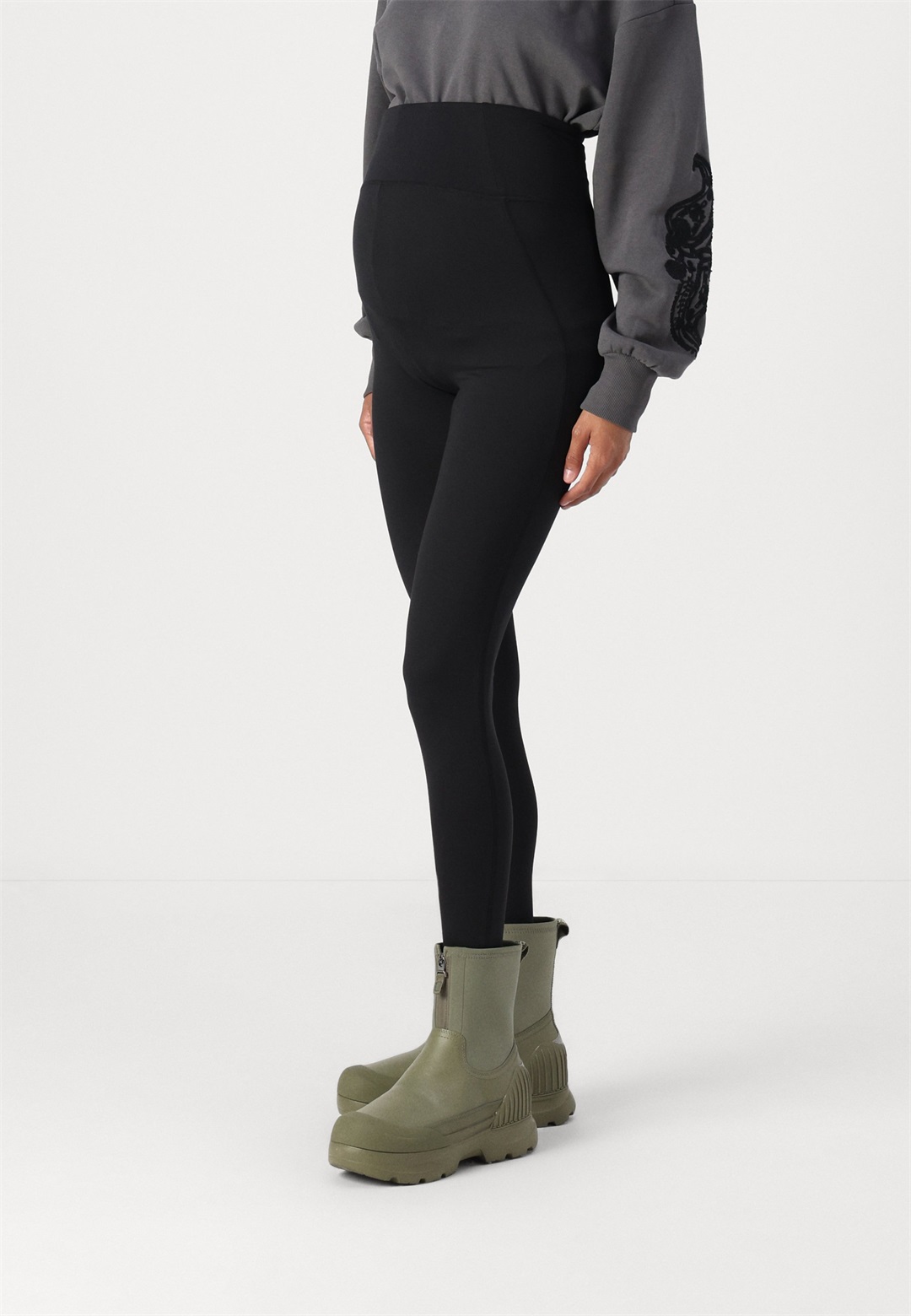 Vero Moda Maternity VMMINA LEO PRINT - Leggings - Hosen - black/schwarz