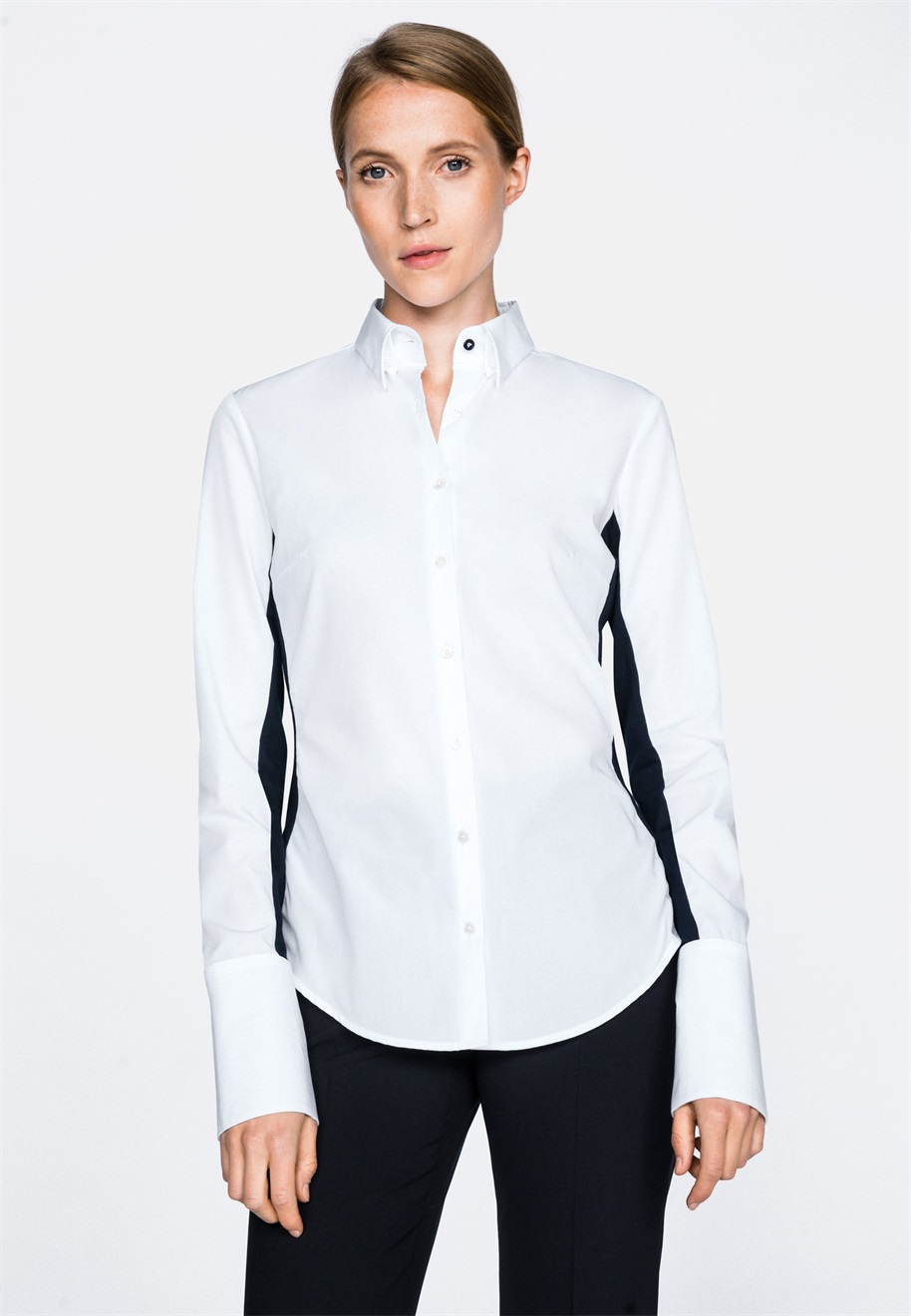 van Laack Hemdbluse - weiß blau/weiß