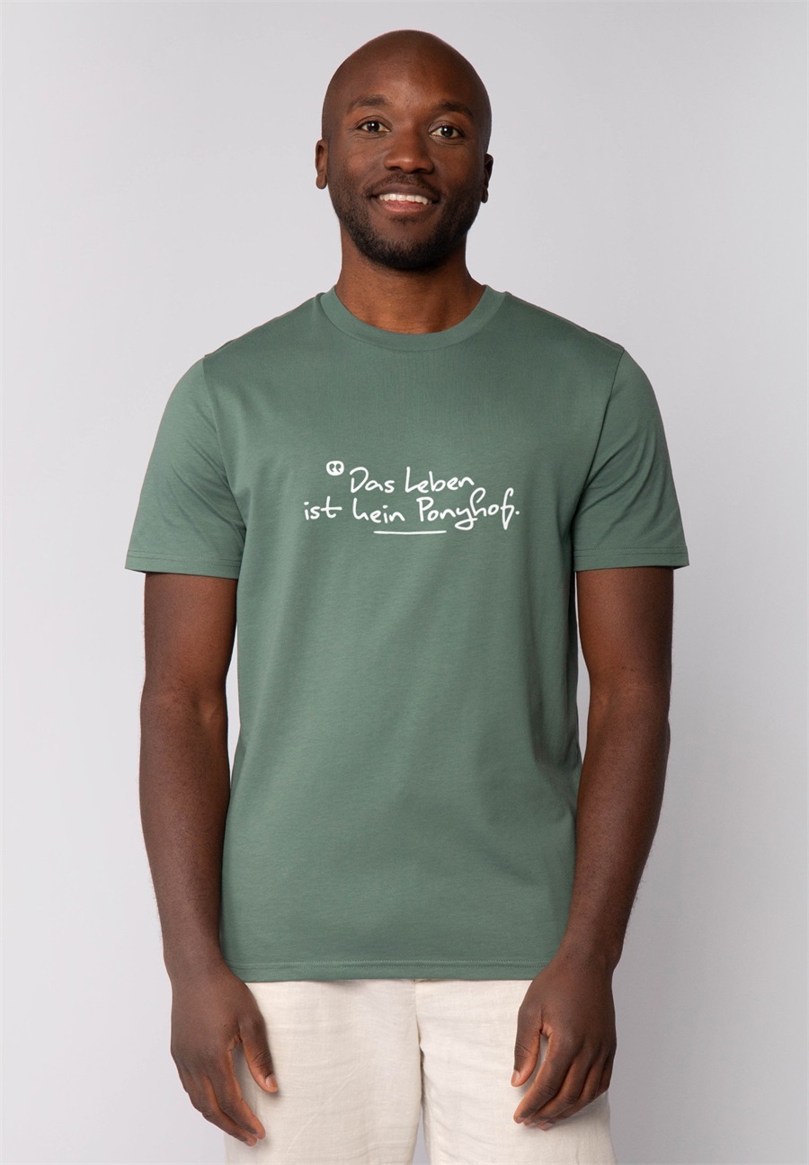 watapparel DAS LEBEN IST KEIN PONYHOF - T-Shirt print - green bay/dunkelgrün