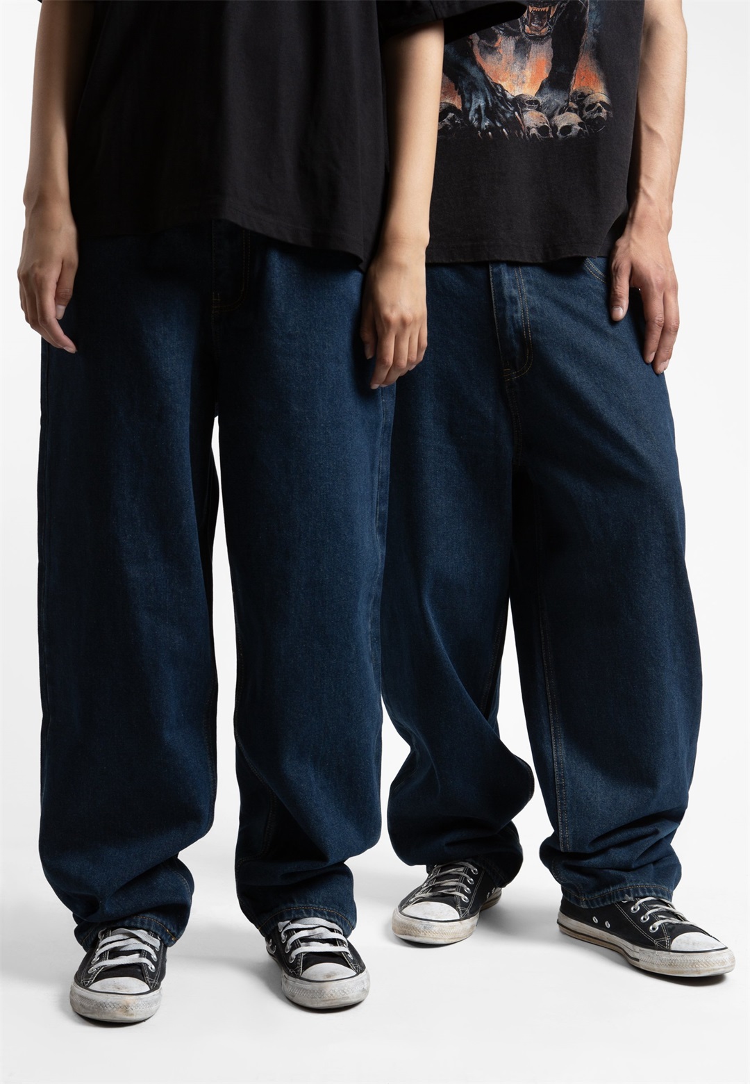 Wasted Paris UNISEX CREST CASPER - Baggy Jeans - raw blue/blue denim