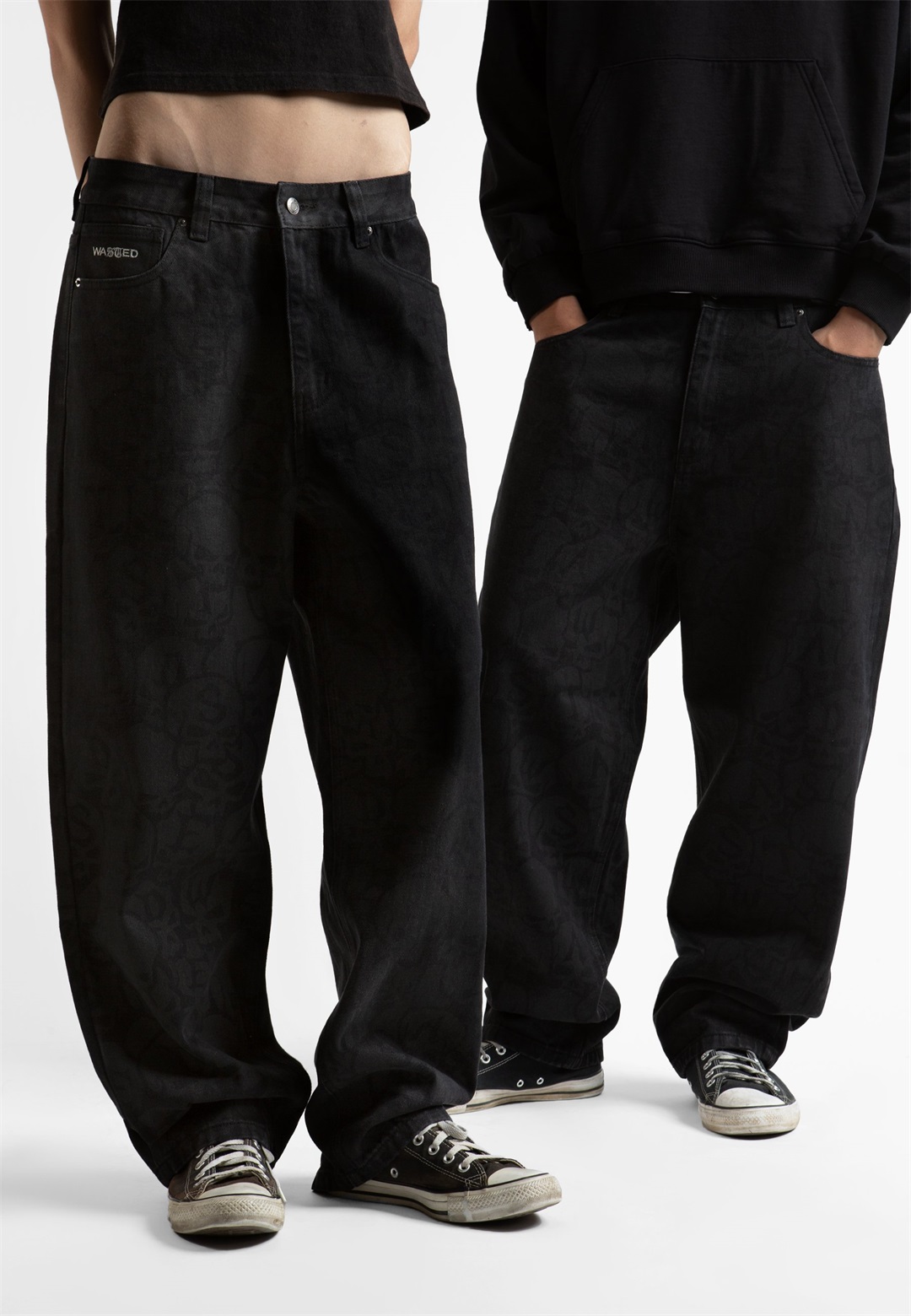 Wasted Paris BURY CASPER PANT UNISEX - Baggy Jeans - black/faded black/schwarz