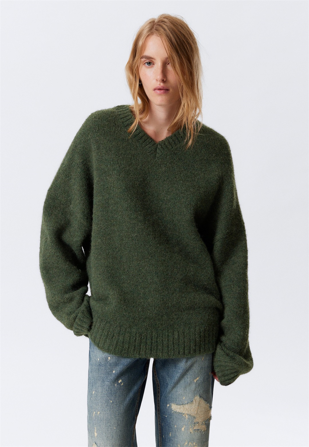 Weekday Strickpullover - dark green melange/dunkelgrün