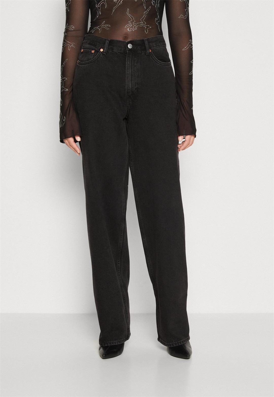 Weekday RAIL MID LOOSE - Jeans Relaxed Fit - ink black/schwarz