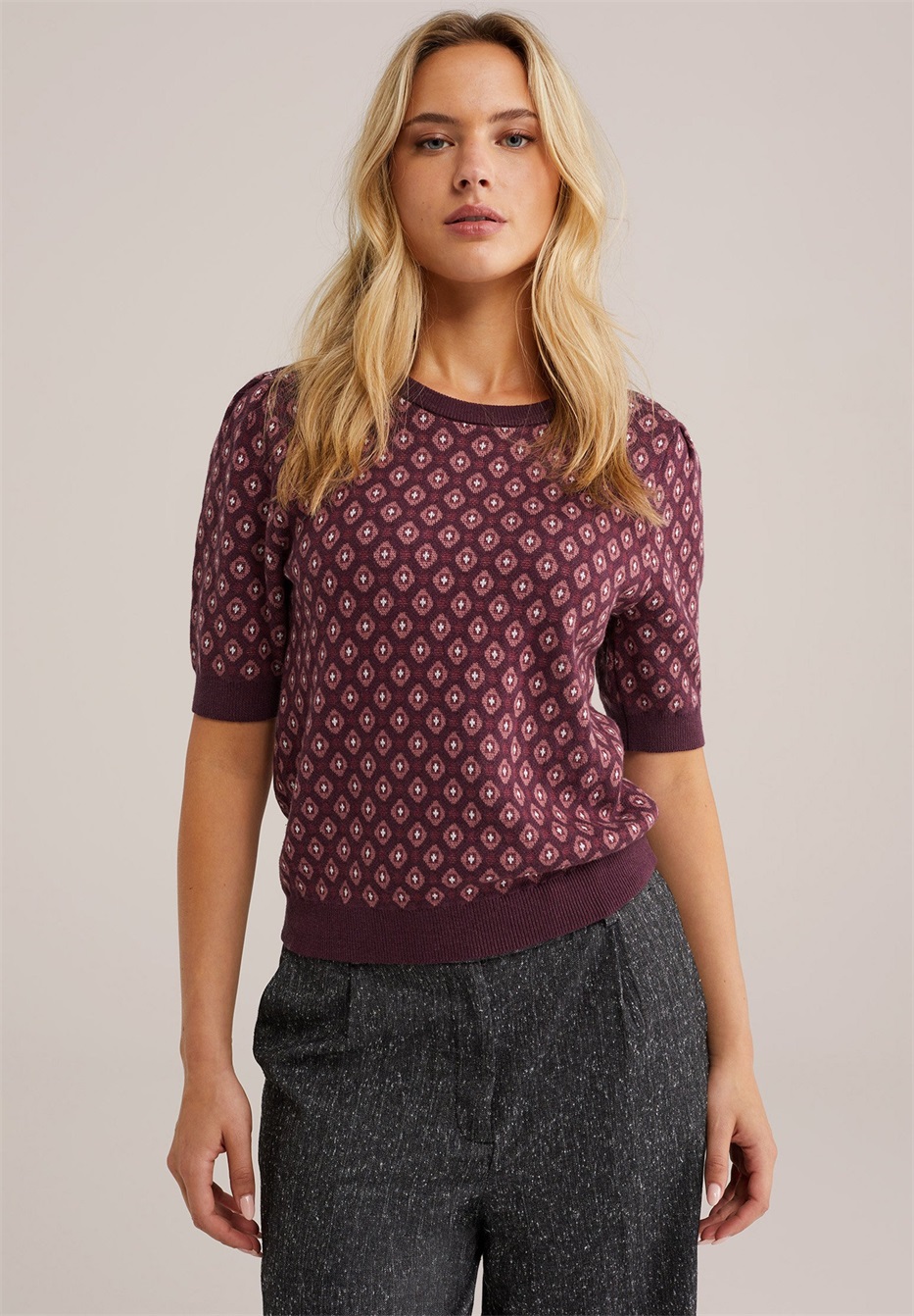 WE Fashion Strickpullover - vintage red/rot-metallic