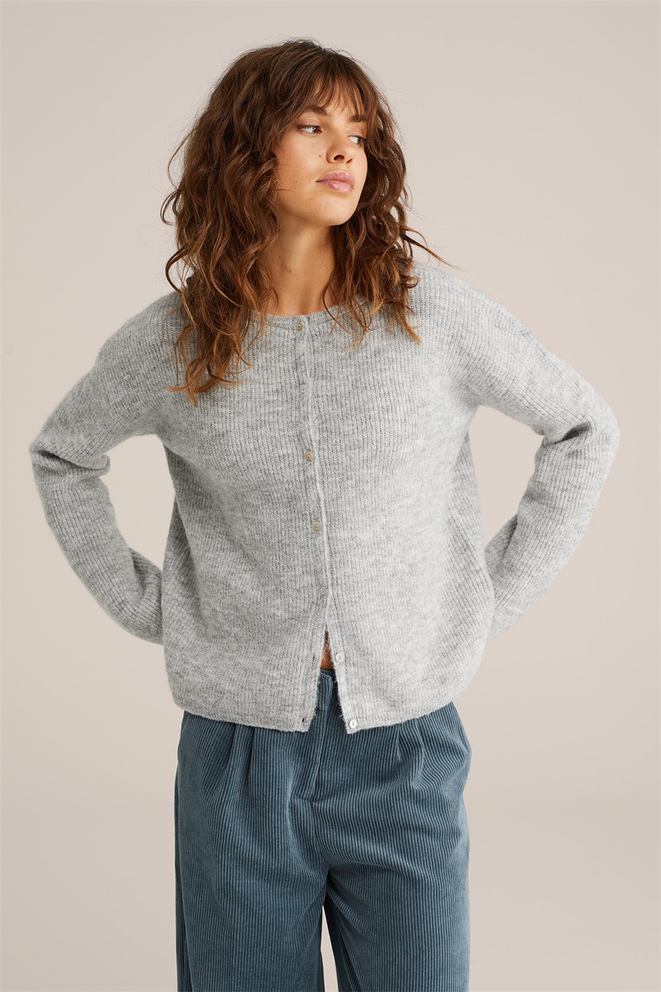 WE Fashion Strickjacke - grey/hellgrau