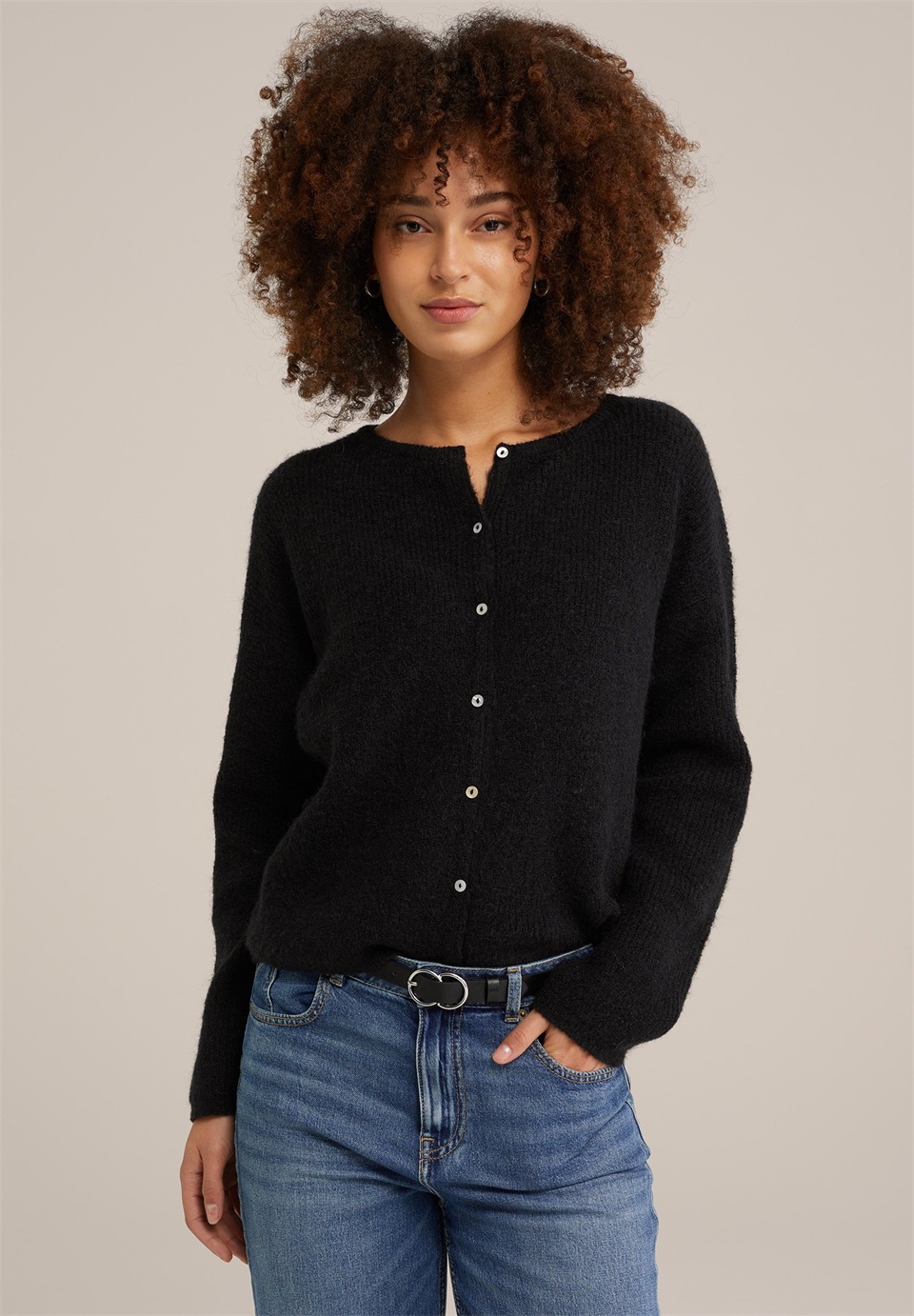 WE Fashion Strickjacke - black/schwarz