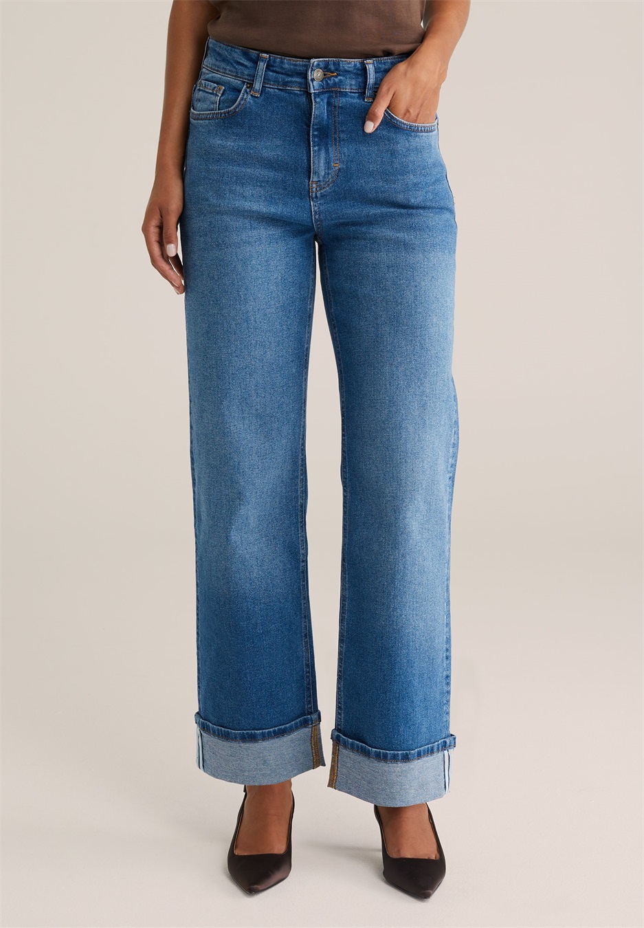 WE Fashion RIDGE - Wide Leg - dark blue/blue denim