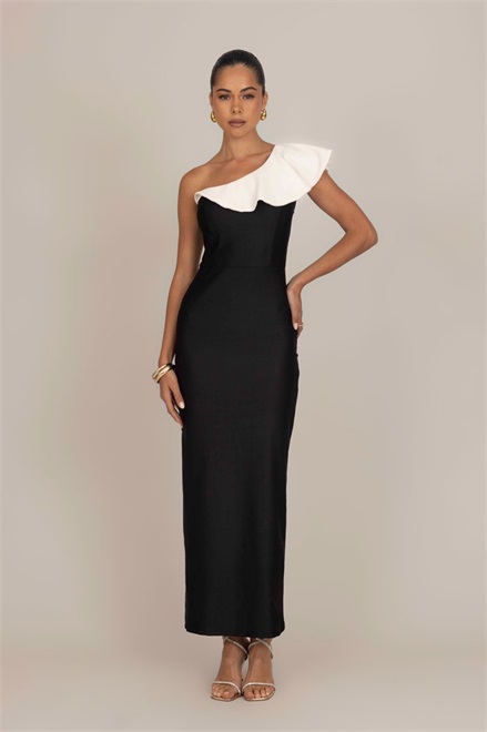 WAL G. ROSIE RUFFLE MAXI DRESS​ - Cocktailkleid/festliches Kleid - black/white/schwarz