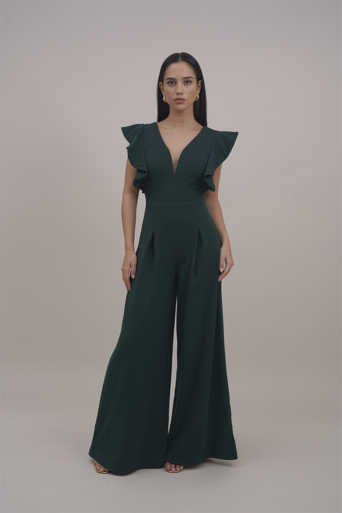 WAL G. PIP RUFFLE - Jumpsuit - forest green/dunkelgrün