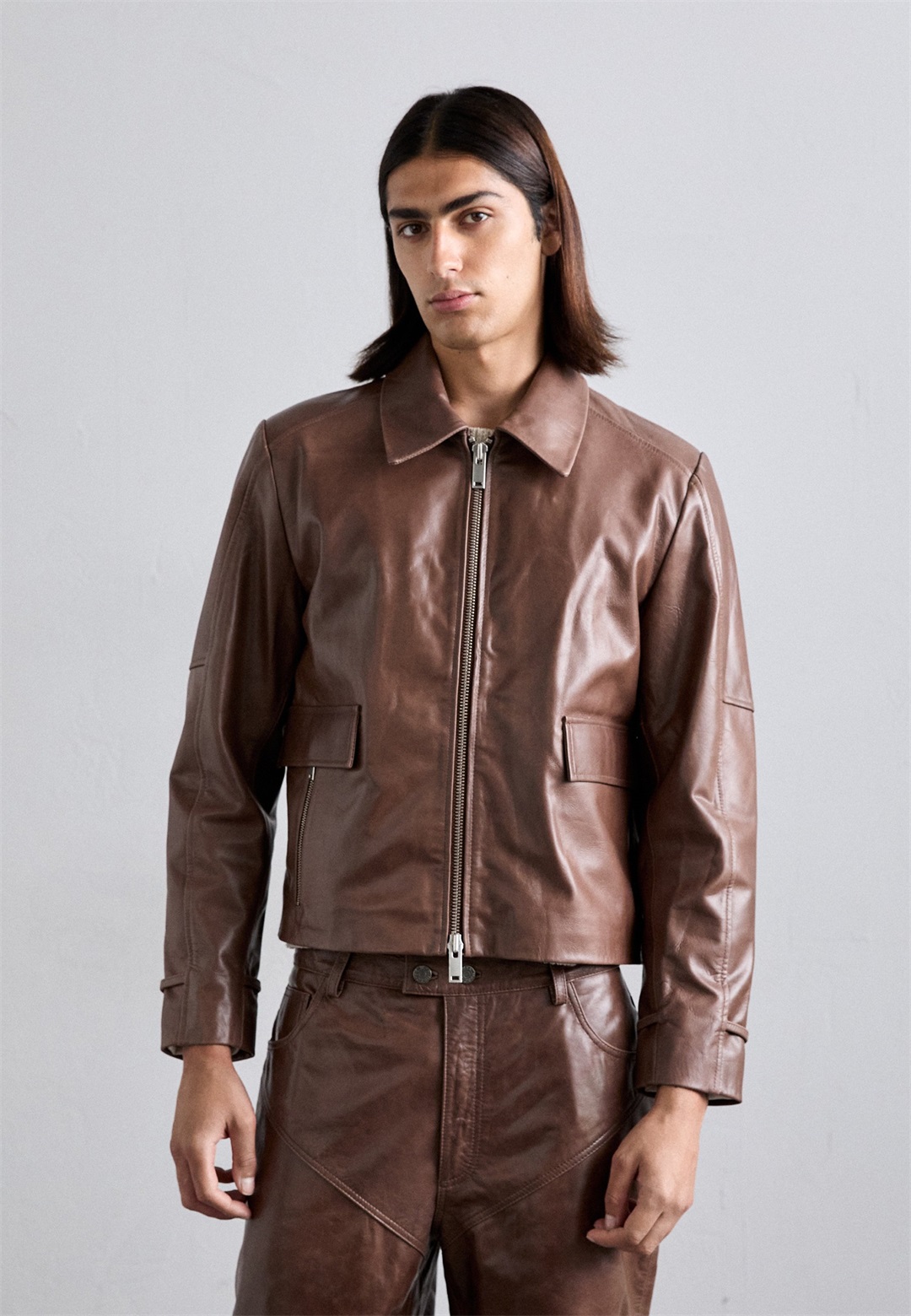 Won Hundred DELHI JACKET UNISEX - Lederjacke - dark brown/dunkelbraun
