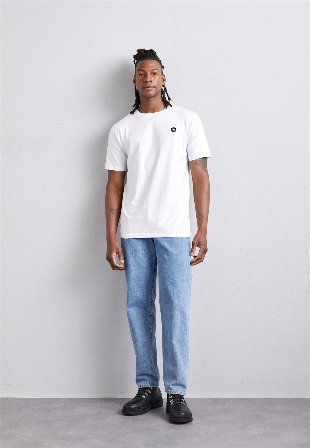 DOUBLE A BY W.W. ACE BADGE - T-Shirt basic - white/weiß