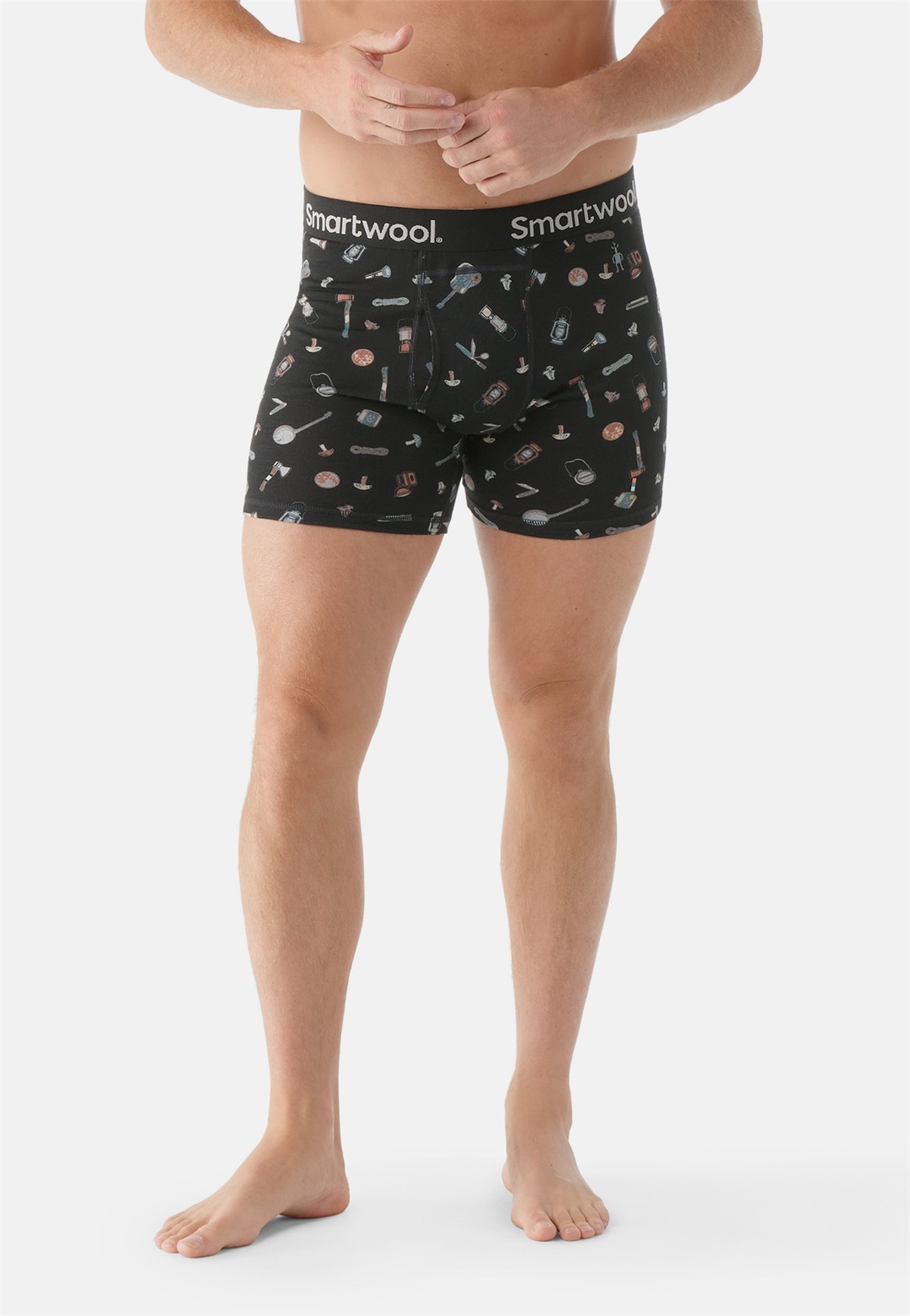 Smartwool Boxer Briefs - black gone camping/schwarz