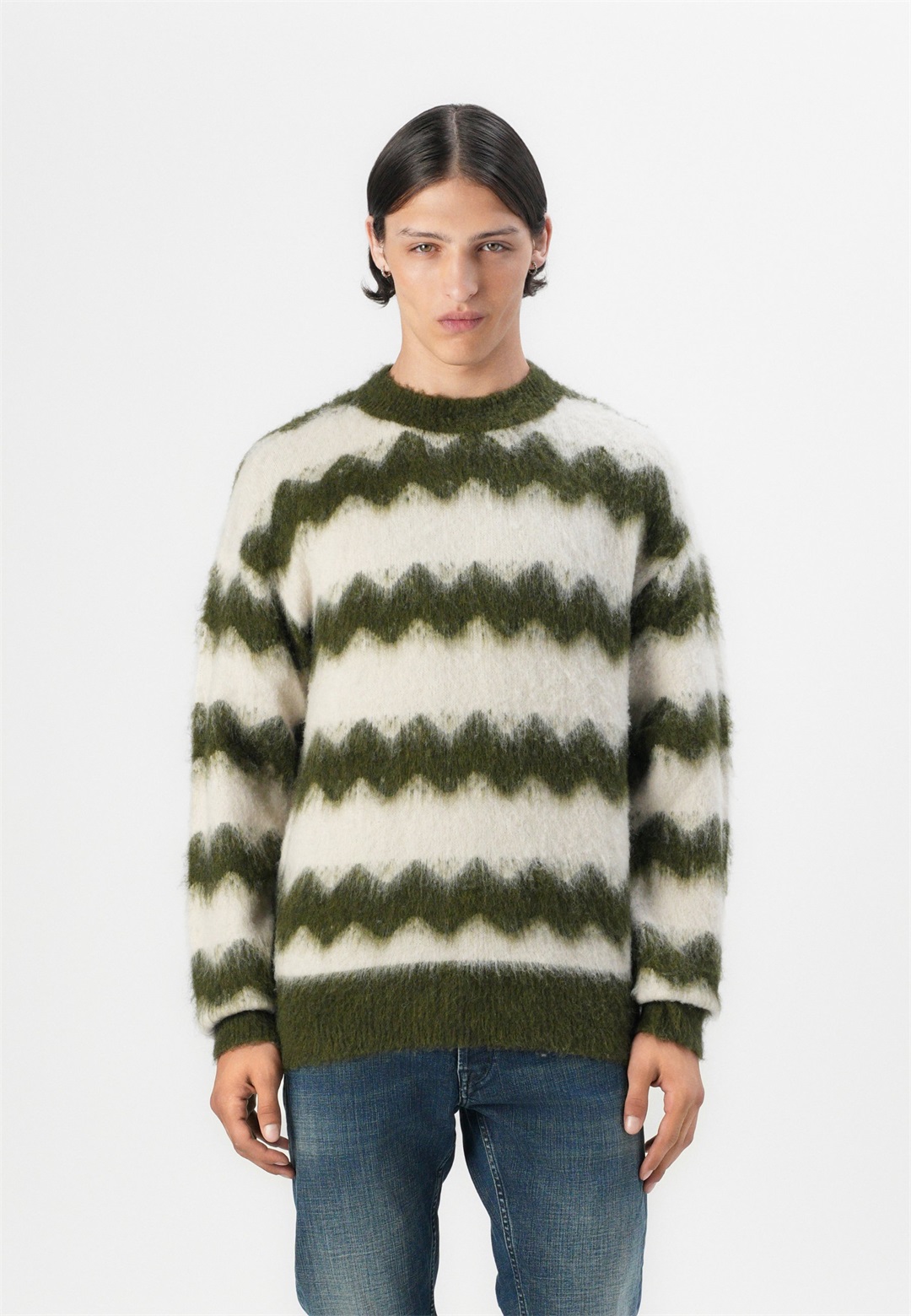 Wrangler STRIPED SWEATER - Strickpullover - ivy green/grün
