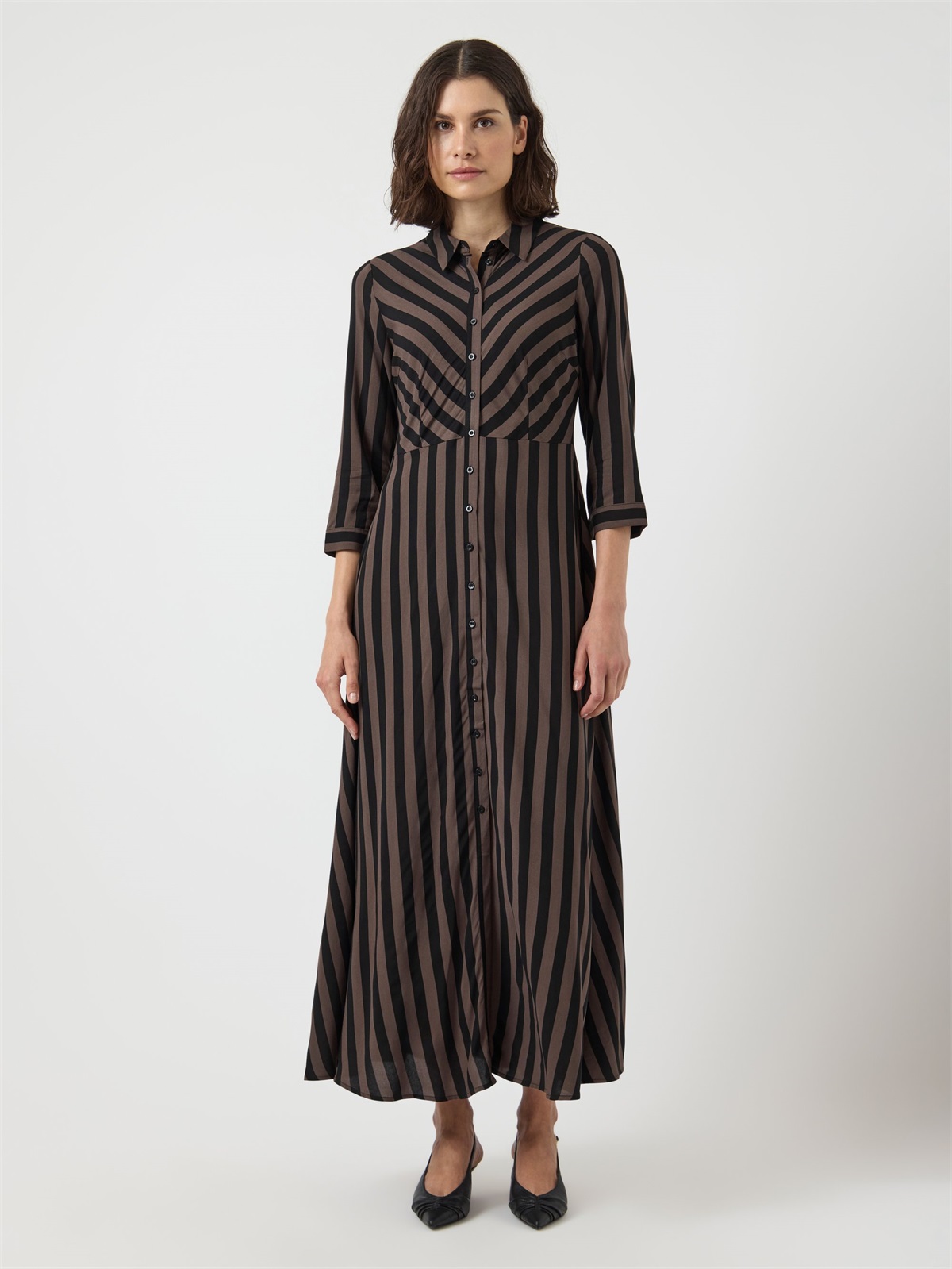YAS YASSAVANNA LONG SHIRT - Maxikleid - chocolate brown/black/dunkelbraun