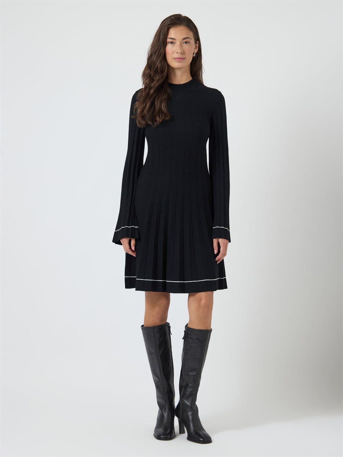 YAS YASPLEMA DRSS - Strickkleid - black/star white/schwarz