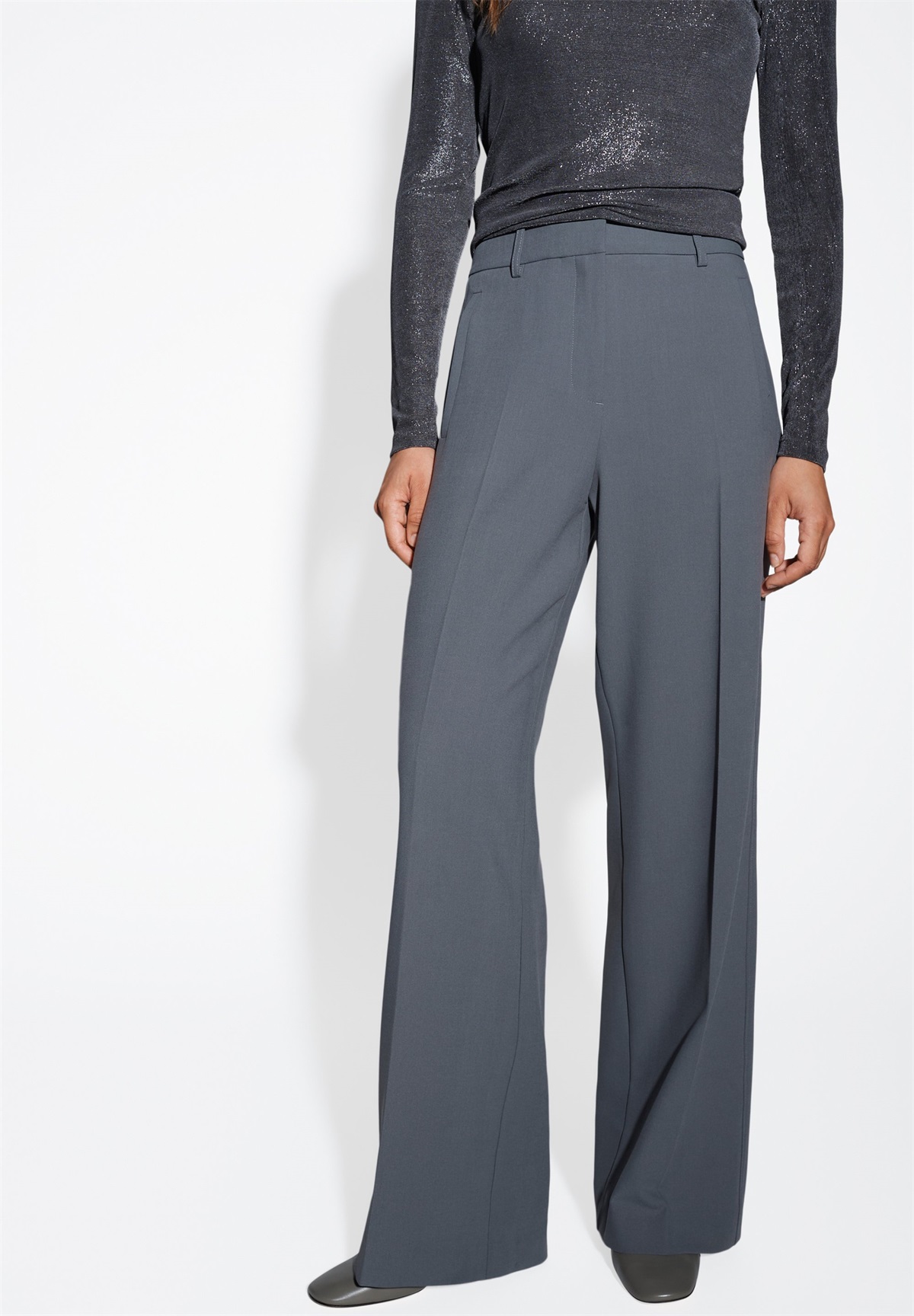 someday. HIGH RISE WIDE STRAIGHT CUT - Stoffhose - silver moon/hellgrau