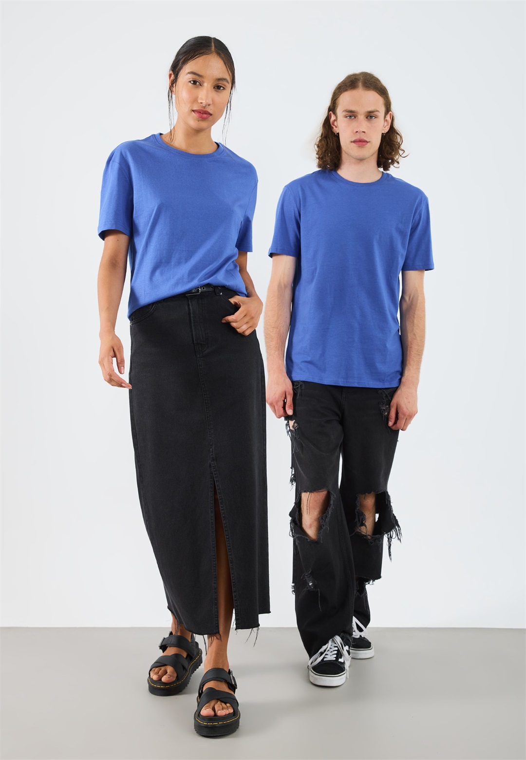 YOURTURN UNISEX 5 PACK BASIC LOOSE T-SHIRT - T-Shirt basic - light blue/blue/stone/hellblau