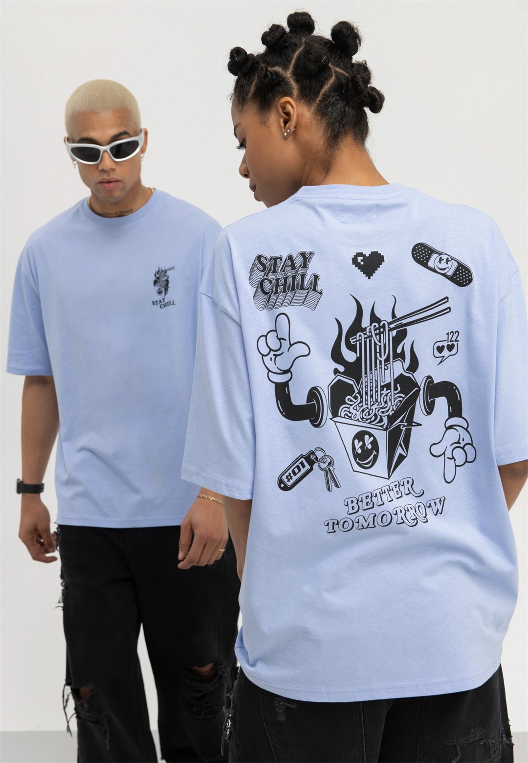 YOURTURN UNISEX - T-Shirt print - light blue/hellblau