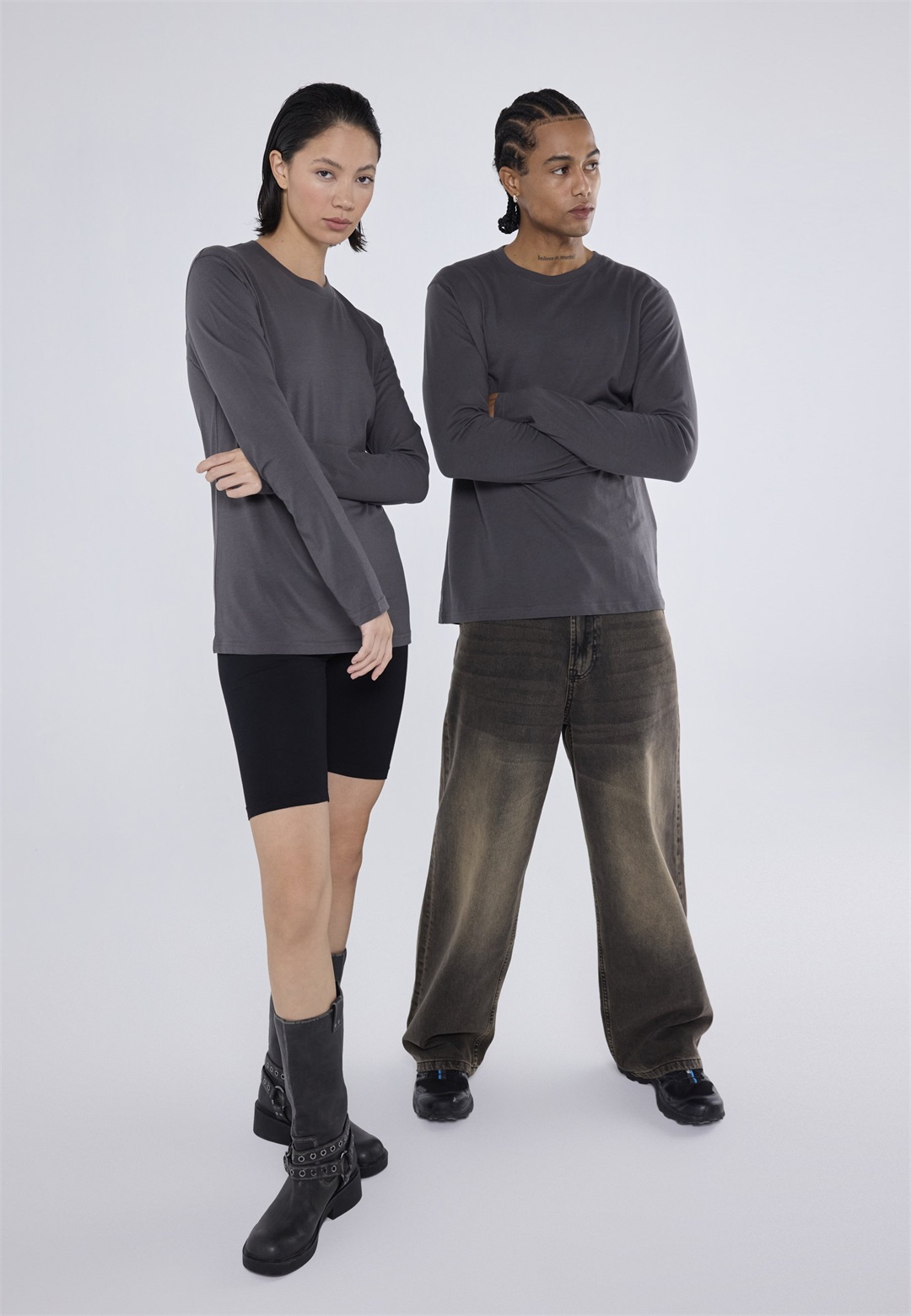 YOURTURN UNISEX 2 PACK - Langarmshirt - black/dark grey/schwarz