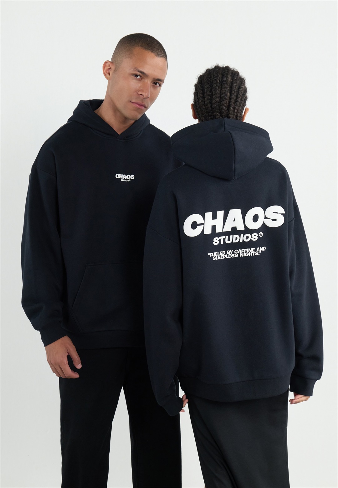 YOURTURN CHAOS OVERSIZE HEAVY HOODIE UNISEX - Sweatshirt - black/schwarz