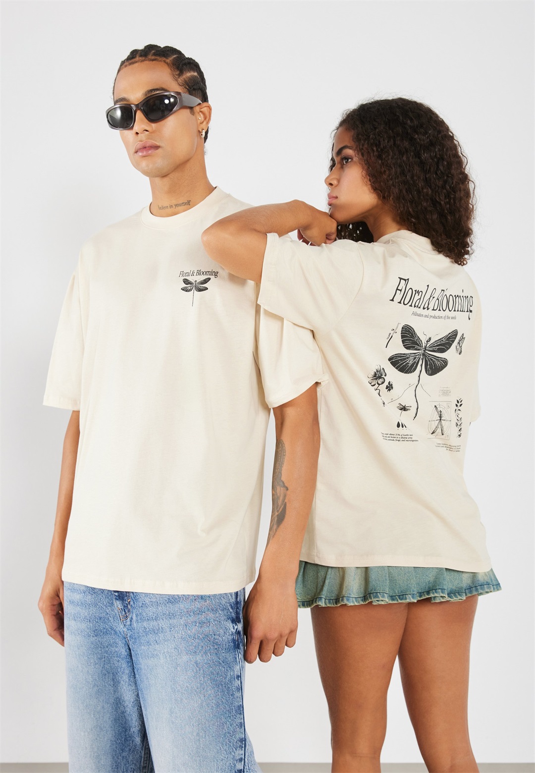 YOURTURN UNISEX - T-Shirt print - oatmeal/offwhite