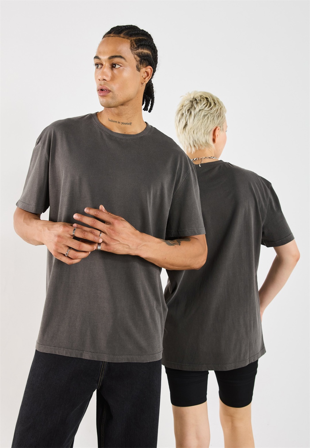 YOURTURN UNISEX BASIC GARMENT WASHED - T-Shirt basic - asphalt/dunkelgrau