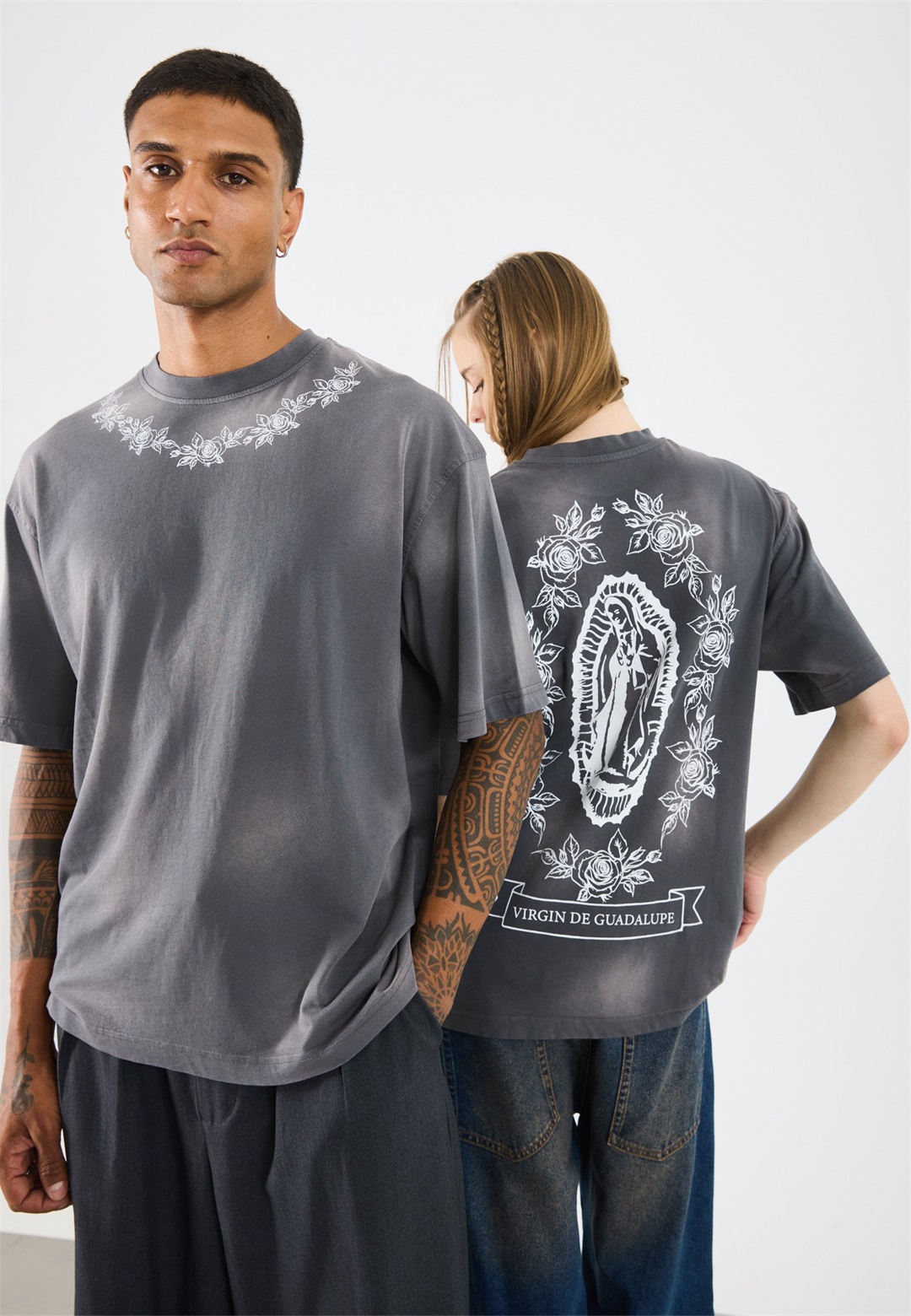 YOURTURN UNISEX - T-Shirt print - grey wash/grau