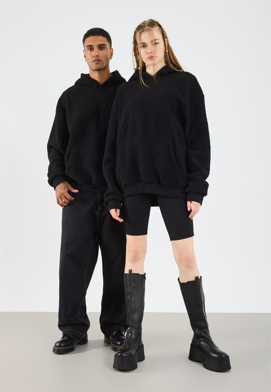 YOURTURN SHERPA BASIC UNISEX - Kapuzenpullover - black/schwarz