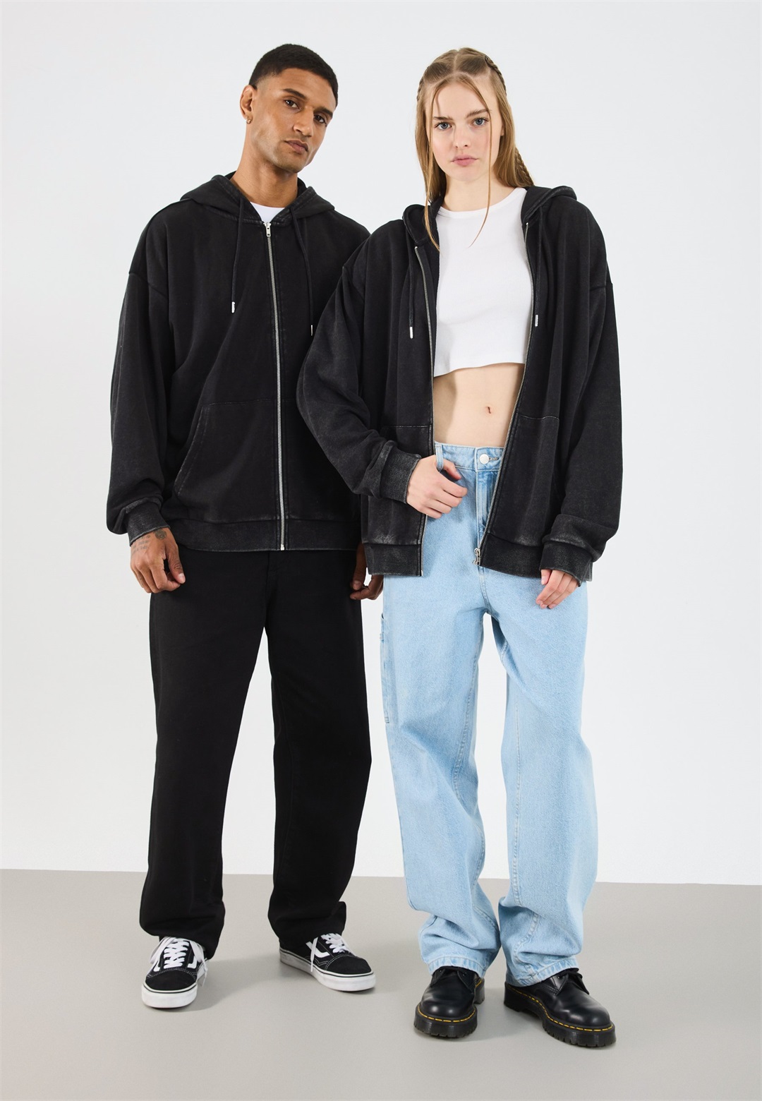 YOURTURN WASHED ZIP HOODIE UNISEX - Sweatjacke - dark grey/dunkelgrau